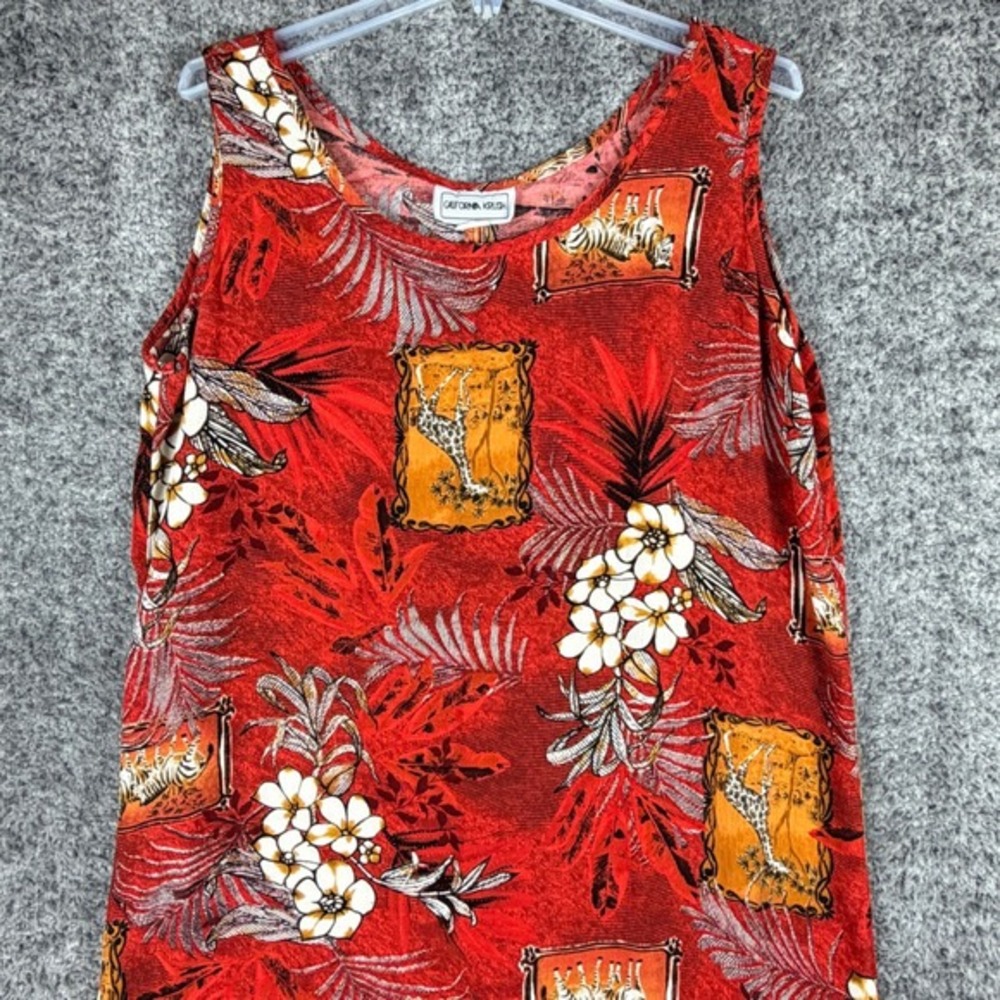 California Krush Women's 1X Red Safari Rayon Maxi Dress Giraffe Zebra Summer USA - Picture 8 of 16